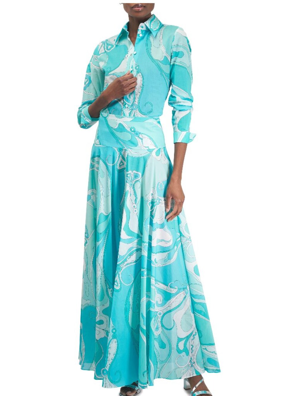 Emilio Pucci Orchidee-print Maxi Skirt in Cotton-muslin